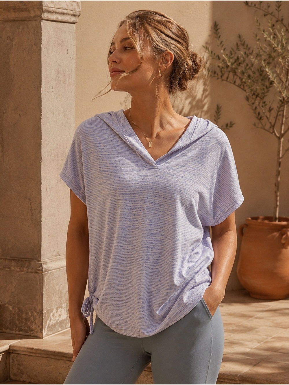 796. Active Zone Heathered Light Lavender Knit Top